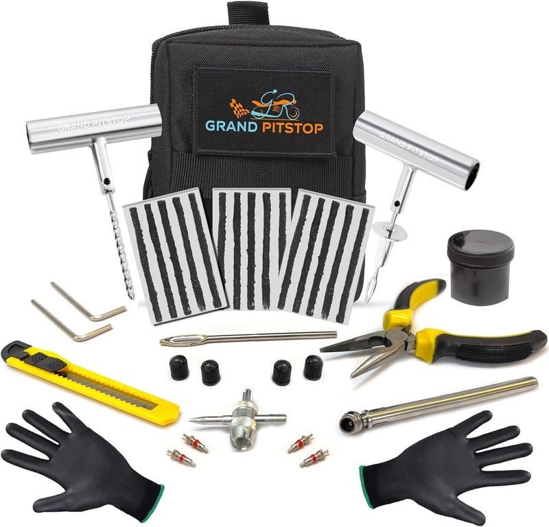GrandPitstop Boulder Tools - Compact Tire Repair kit with Molle Storage Pouch. Heavy Duty Universal Tire Plug Kit, Easily Stores Inside Your UTV, ATV, Truck, Motorcycle - Image 2